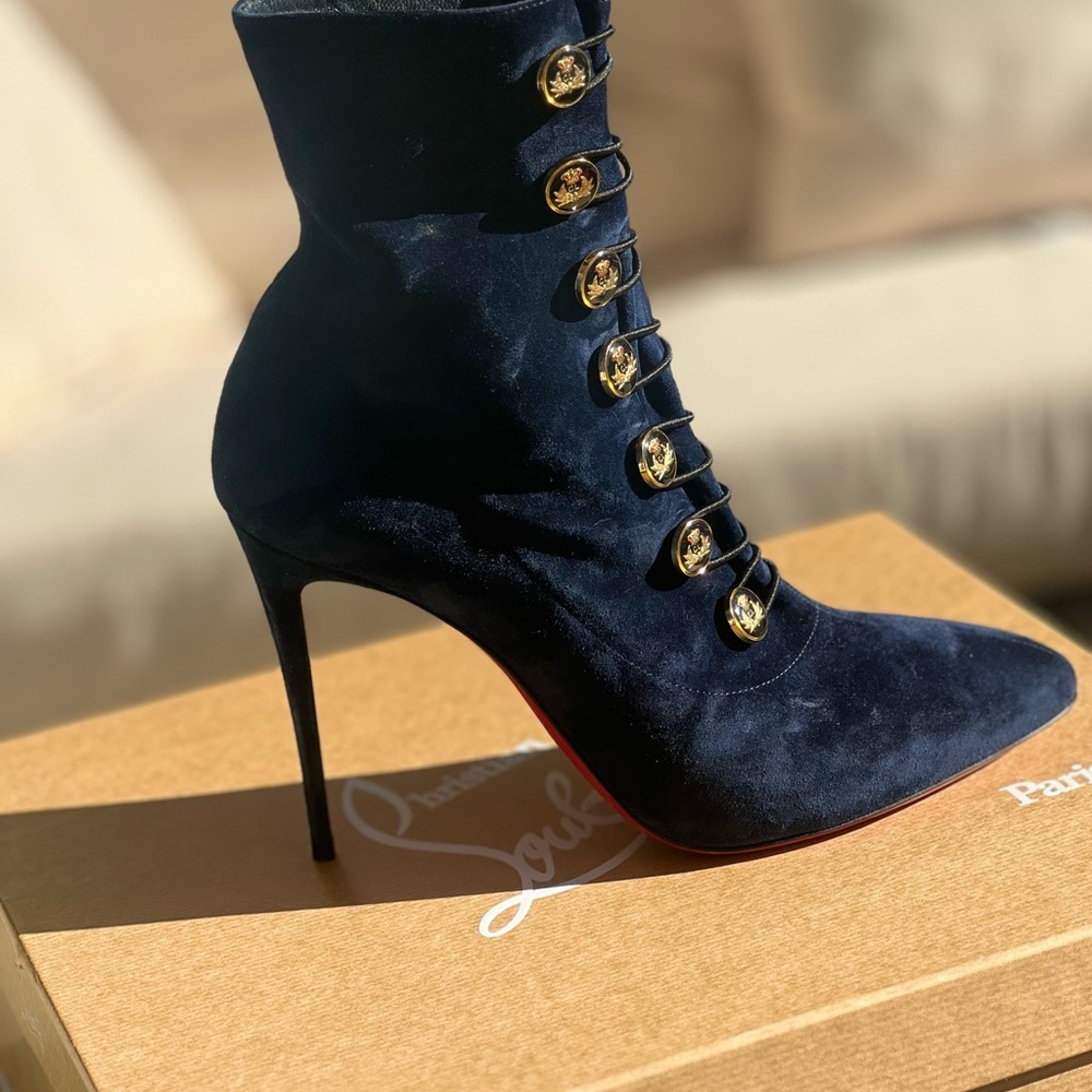 Louiboutin Frenchissima Midnight Blue Heeled Boots 39.5